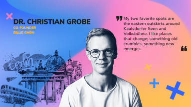Christian Grobe, co-founder and managing director of Billie, enjoys the outskirts of the Kaulsdorfer Seen and the Volksbühne. 