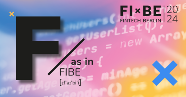 Visual with the letter F on the left-hand side and text saying 'as in FIBE' as well as the logo of FIBE Berlin 2024.