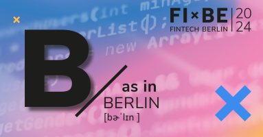 Visual with the letter B on the left-hand side and text saying 'as in BERLIN' as well as the logo of FIBE Berlin 2024.